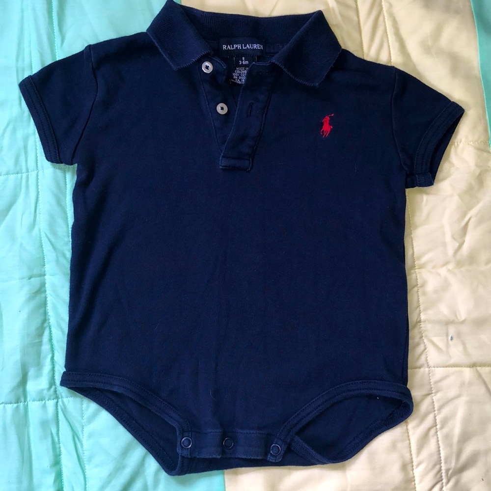 Polo Blue Collared Onesie 3-6 month